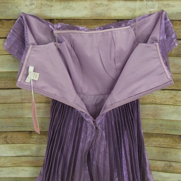 Collective The Label Metallic Purple Off Shoulder Dress 8 - Picture 13 of 16